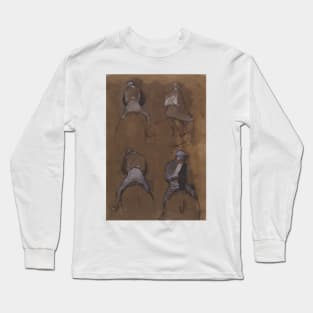 Four Studies of a Jockey by Edgar Degas Long Sleeve T-Shirt